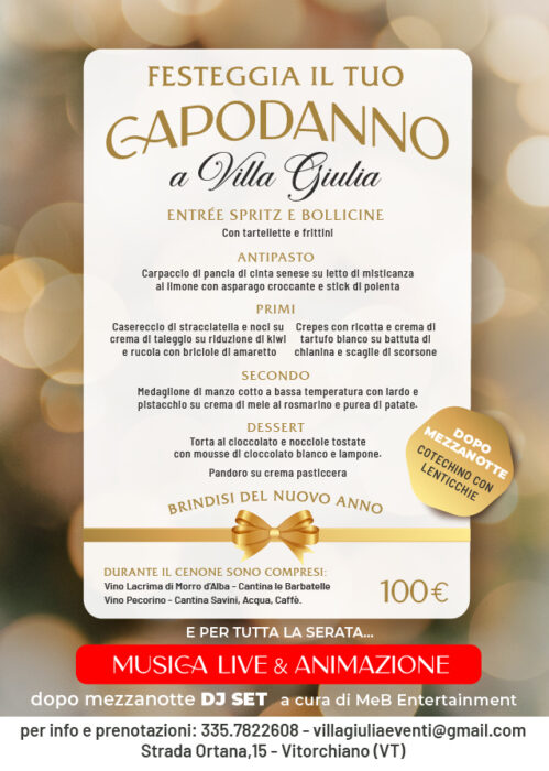 Capodanno 2024 Viterbo Villa Giulia Menu Capodanno